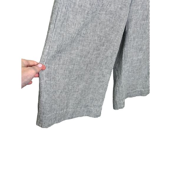 Marine Layer Navy Blue White Linen Rayon High Waist Wide Leg Cropped Pants - Picture 5 of 8